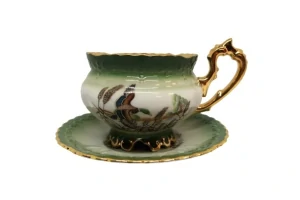 Myslivecký porcelánový hrnek s podšálkem - kachna