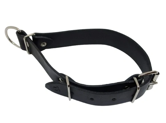 Stahovací kožený obojek černý - délka 60 cm