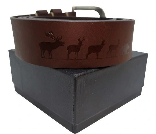 Kožený opasek Lovu zdar - délka 90 cm