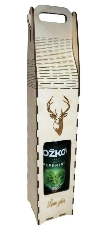 Myslivecký dřevěný box na víno - Lovu zdar